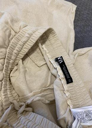 Zara штани льон бежеві