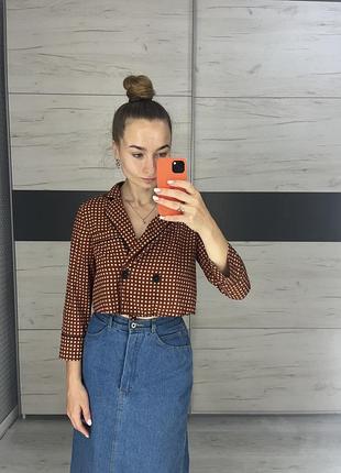 Стильна укорочена сорочка / блуза zara в геометричний принт в розмірі s