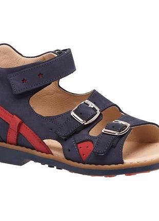 Босоножки ортопедические для мальчика theo leo 064 nav-red, размер 24 (16 см.)