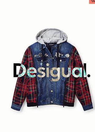 Оригінальна комбінована куртка-бомбер desigual (розмір l) в ідеалі