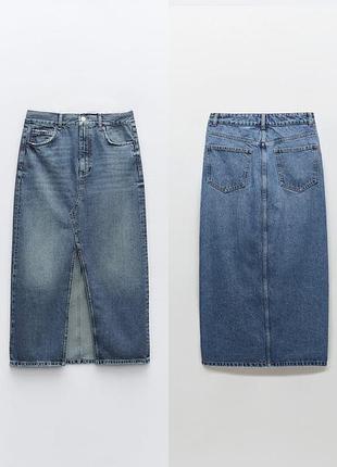 Спідниця джинсова міді zara розмір s