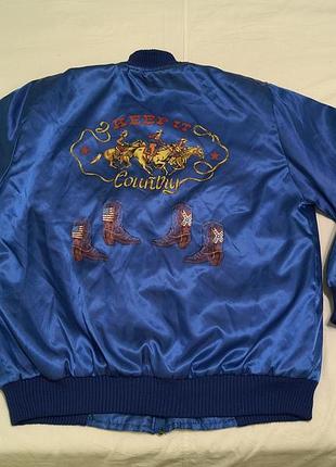 Vintage - zip it london england - keep it country - синяя нейлоновая куртка -бомбер, унисекс - l