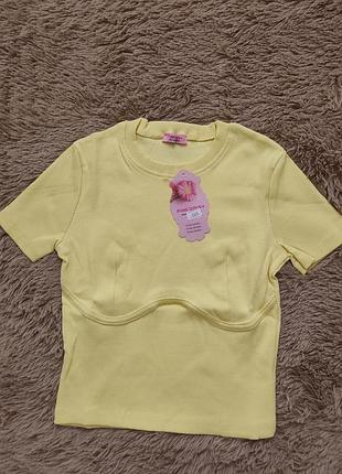 Футболка топ в рубчик 34р 36р 38р xs s м