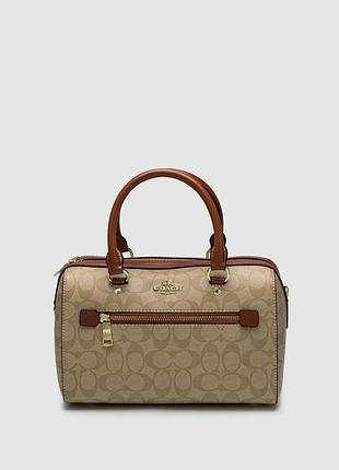💎 coach rowan satchel in signature canvas beige/ginger 26 х 17 х 12 см