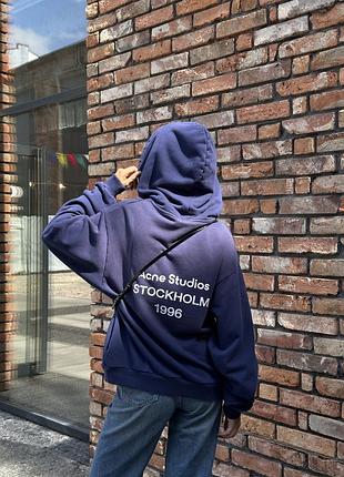 👕 acne studios logo hooded sweater deep blue s