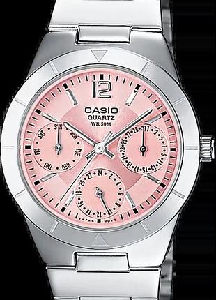 Часы женские casio timeless collection ltp-2069d-4aveg стальной корпус розовый циферблат