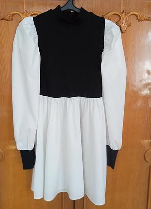 Платье черное белое shein,36