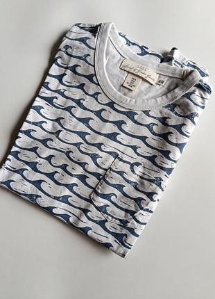 Футболка со сплошным принтом logg by h&amp;m slim fit белая р.м