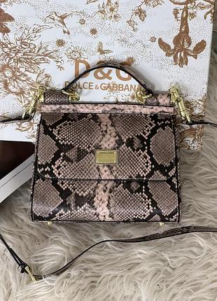 Сумка dolce&gabbana sicily - premium рептилія рожева 21cm є