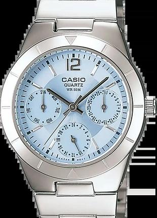 Часы женские casio timeless collection ltp-2069d-2avef стальной корпус синий циферблат