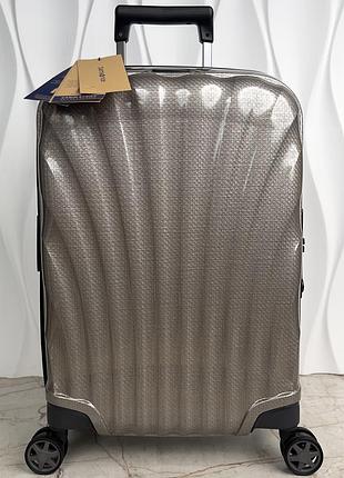 Новый сверхлегкий чемодан samsonite c-lite spinner 55/20(23) ivory gold полипропилен ручная поклажа