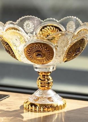 Ваза для фруктів скляна gold glass 22 см
