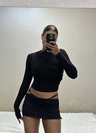 Кофта масло чорна asos з драпіруванням