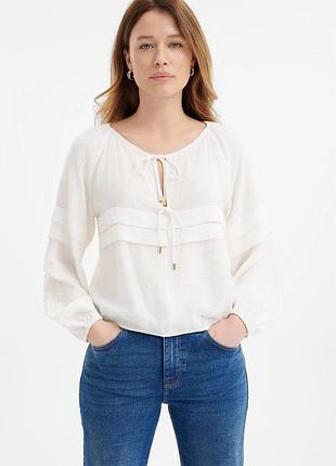 🌿 блузка greenpoint off white | віскоза | boho | eur 42