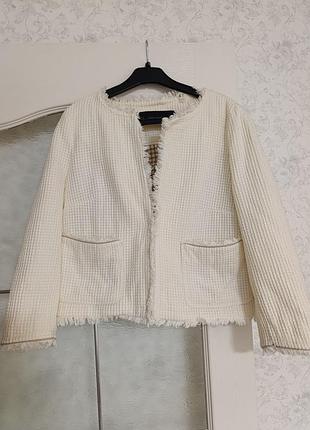 Кремовий жакет без коміра zara basic