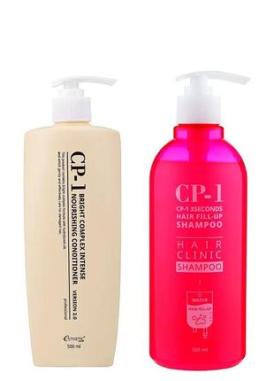 Професійний набір для відновлення волосся esthetic house cp-1: шампунь 3 seconds hair fill-up 500 мл + кондиціонер bright complex
