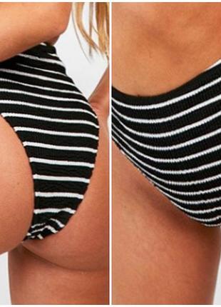 Новый низ от купальника- плавки британского бренда boohoo, с высокой посадкой, в классическую черно- белую горизонтальную полоску, 20/48/4 xl/56.