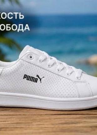 Мужские кроссовки puma белые | легкие повседневные кеды | размеры 40–45мужские класические кеди белые пума 2026 в наличии