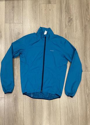 |м| велокуртка дощовик triban / велосипедна куртка decathlon triban rain jacket rc 100 blue