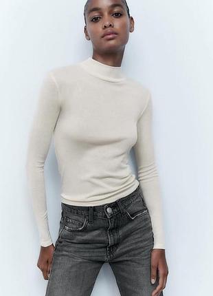 Напівпрозорий молочний  лонгслів водолазка zara
✨✨✨✨✨✨✨✨✨✨