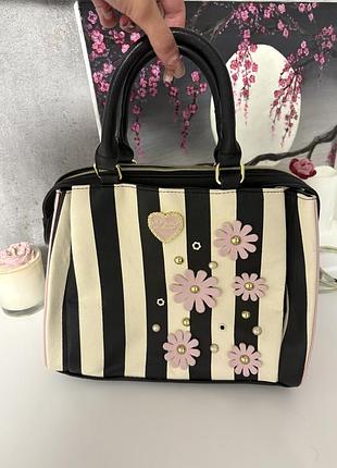 Сумка сумочка в стилі juicy couture з квітами полосата