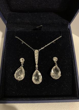 Набір прикрас сережки і підвіска з ланцюжком swarovski