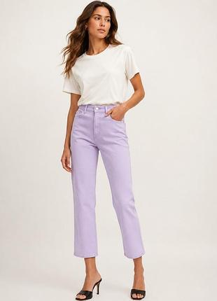 Джинси класичні вкорочені прямі regular waist & straight fit жіночі vila m l лілові (12345787-32)