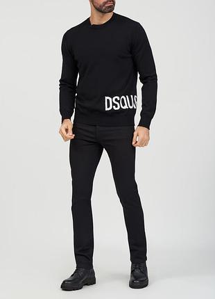 Брендовий вовняний светр пуловер dsquared2 чоловічий чорний розмір м (оригінал)