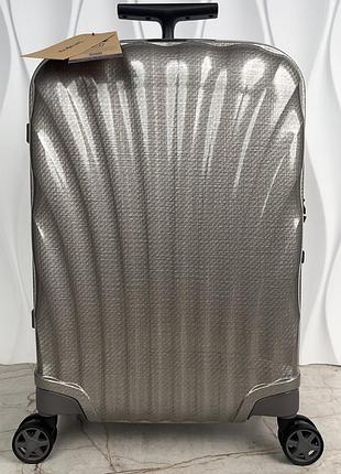 Новый сверхлегкий чемодан samsonite cosmolite spinner 55/20 ivory gold полипропилен ручная кладь