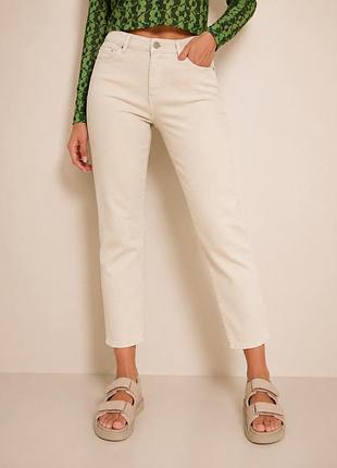 Джинси класичні вкорочені прямі regular waist & straight fit жіночі vila l xl кремові (12345787-32)