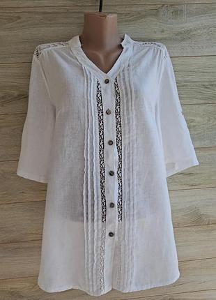 Блуза лен 100% италия льняна сорочка льняная блуза италия разм l-xl
