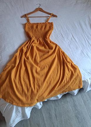 Жіночий сарафан жовтогарячого кольору на лямках h&m
