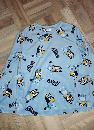 Пижамная велюр. кофтина bluey на 6-7 лет