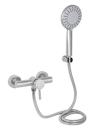 Змішувач для душу lidz aria 010 (з душовим гарнітуром) (k35) nickel (ldari010nks43361)