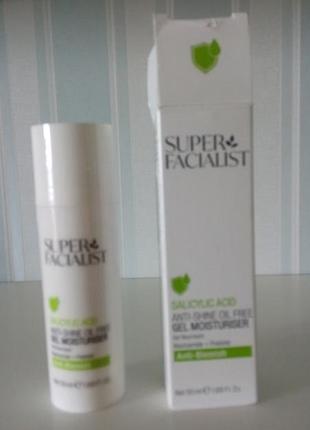 Увлажняющий гель для лица super facialist salicylic acid anti blemish против несовершенств кожи.