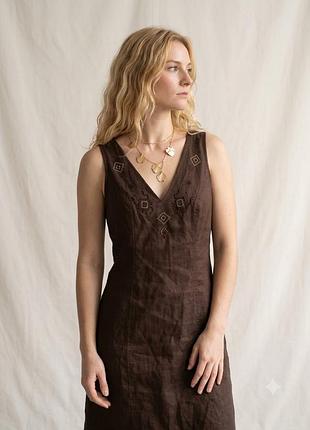 Сукня сарафан betty barclay з вишивкою 100% льон (linen)