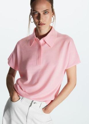 Cos lightweight knitted polo shirt - light pink