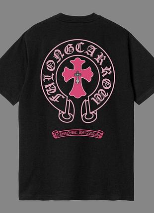 Футболка chrome hearts logo черная унисекс хром хартс