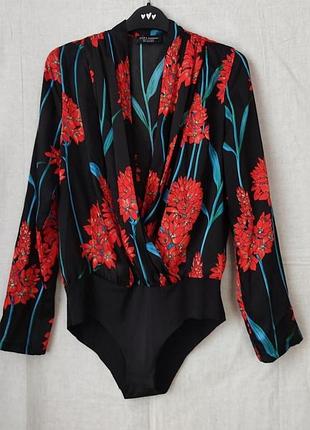 Блуза- боди атласная zara роз. 46