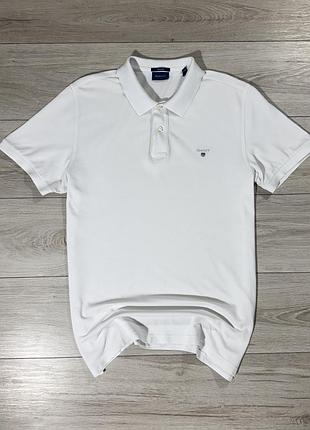 Біле преміальне футболка-поло гант gant classic logo, l, оригінал