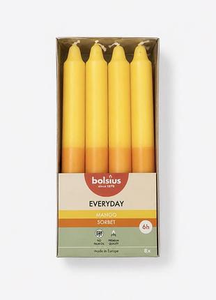 Свеча столовая bolsius c ароматом mango sorbet 180/21,3мм 8шт