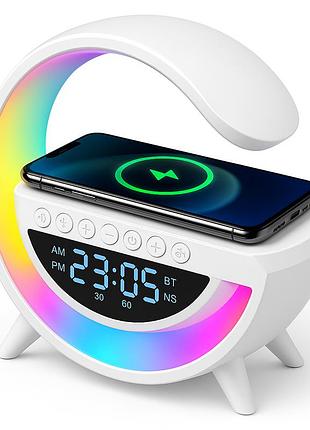 Ночник с зарядкой для телефона и радио g-smart bt-3401, мелодичный ночник с беспроводной зарядкой an-37