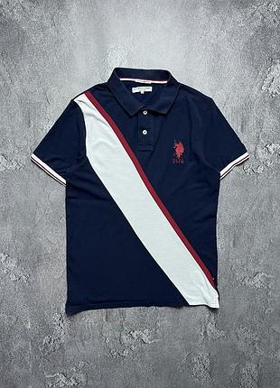 Vintage винтажная футболка поло uspa big logo striped в полоску chief keef чиф киф size m размер м
