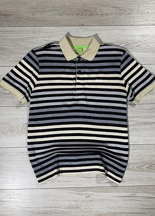 Old money преміальне футболка-поло хуго бос boss hugo boss green label striped, l, оригінал