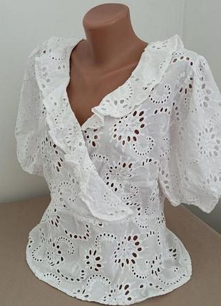 Коттоновая ажурная блузка