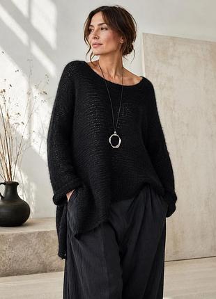 Дизайнерський светр barbara speer kid mohair 43% асиметричний oversize чорний