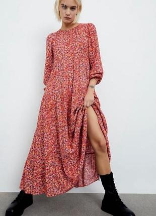 Медное платье из вискозы zara размера m