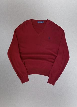 Светр кофта polo ralph lauren чоловічий v neck 100% бавовна m оригінал