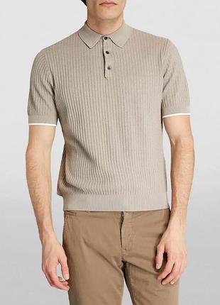Вязане теніска-поло emporio armani patterned-knit polo sweater оригінал в рубчик чоловіче розмір м