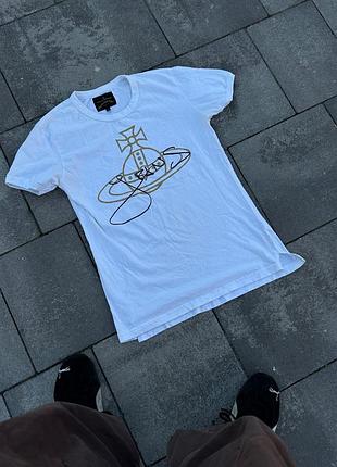 Женская футболка vivienne westwood anglomania jesus white gold logo